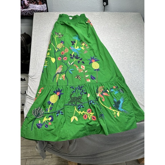 Rare Anthropologie Ruffled Floral Embroidered Caribbean design Maxi Dress‎ XS - Picture 5 of 13